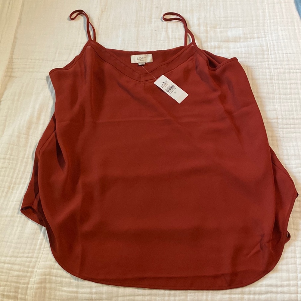 Loft Spaghetti strap Tank in rust color